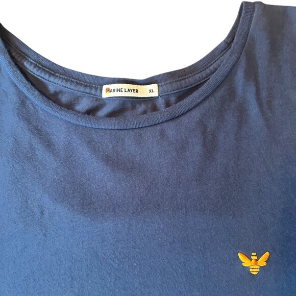 Marine Layer Blue Supima Cotton Modal Blend Embroidered Tee XL - Picture 4 of 7